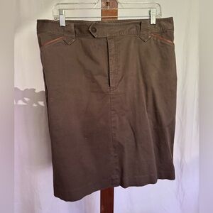 Ralph Lauren Brown Knee-Length Skirt with Leather Accents 97% Cotton